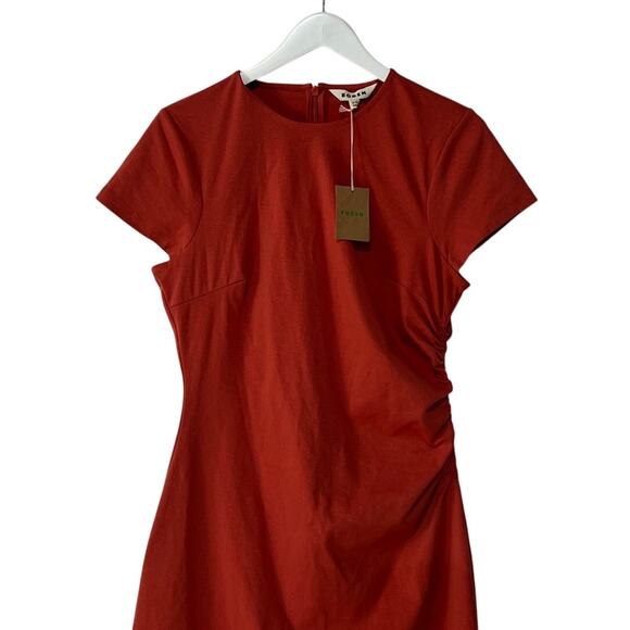 BODEN WOMENS SIZE 10R SIDE RUCHED STRETCH KNIT JERSEY MIDI DRESS RED NEW - Picture 6 of 15